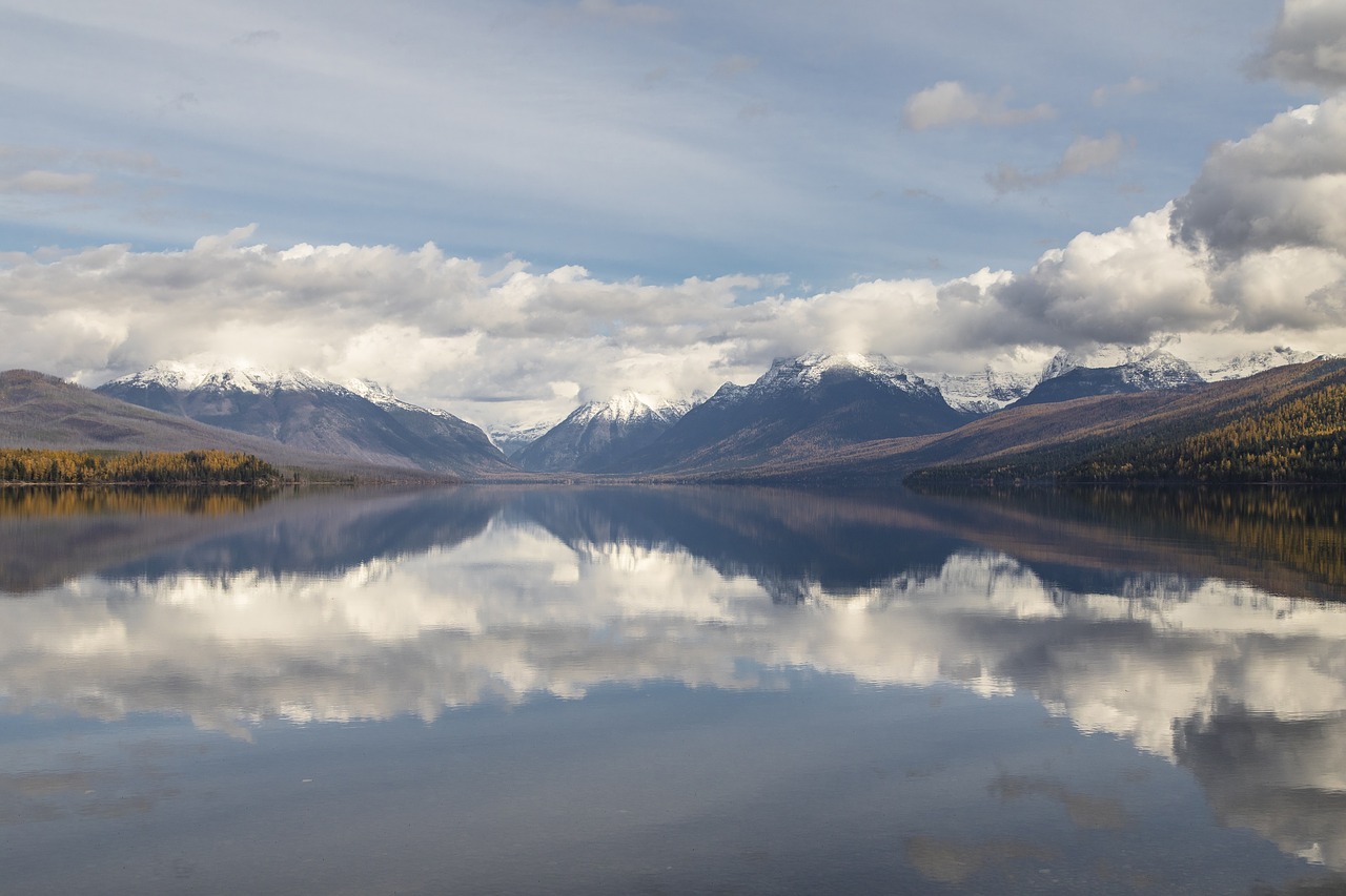 lake mcdonald  landscape  clouds free photo