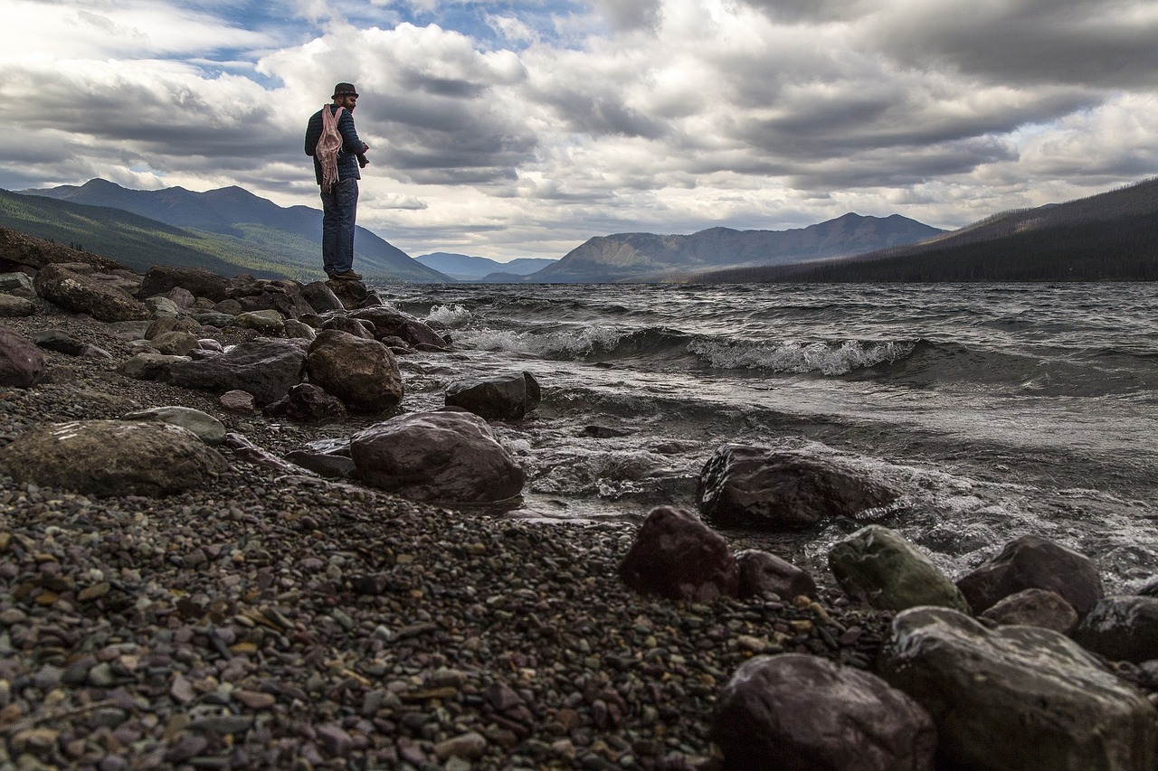 lake mcdonald rocks waves free photo