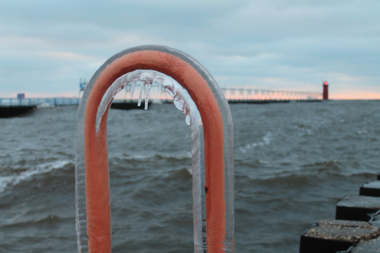 lake michigan winter ice free photo