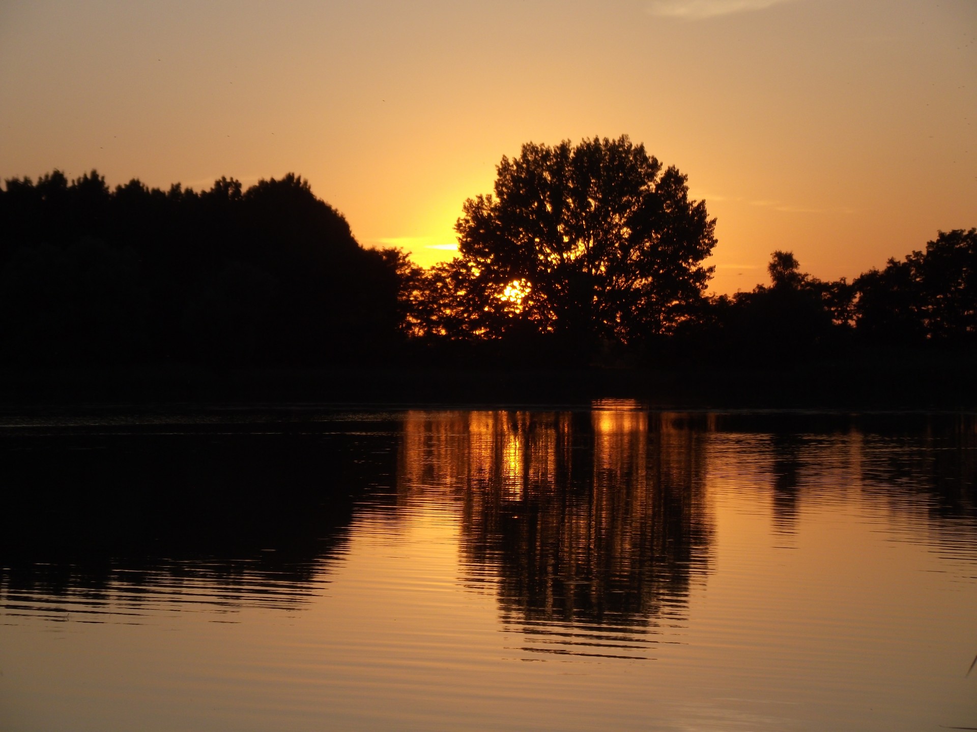 sunset lake reflections free photo