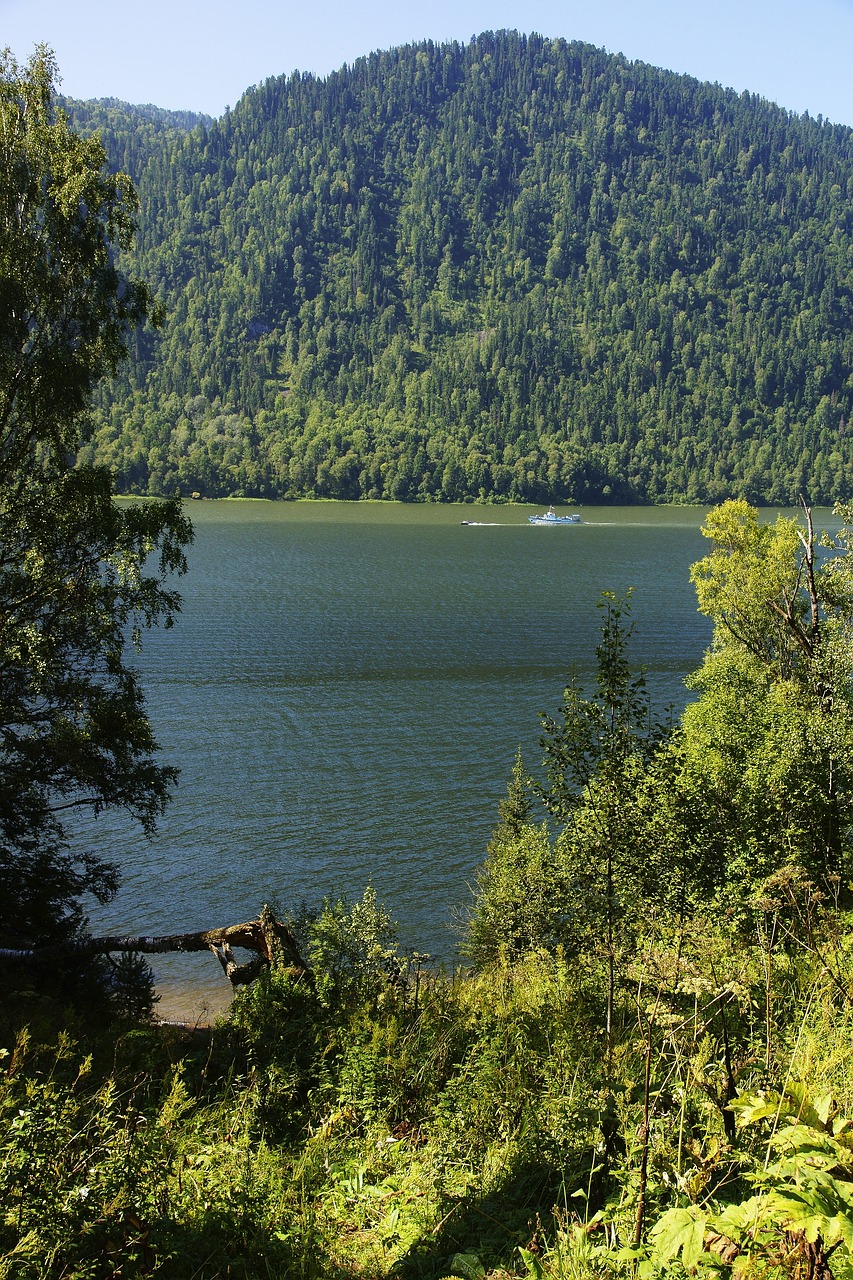 lake teletskoye water sky free photo