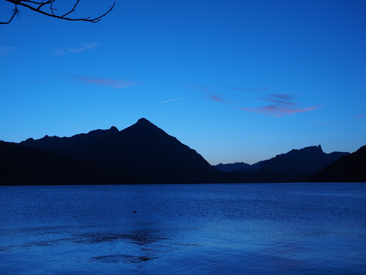 lake thun interlaken blue hour free photo