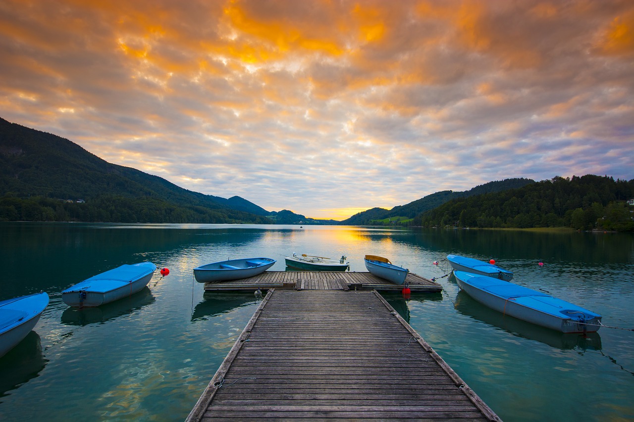 lake view sunset fu shi lake free photo