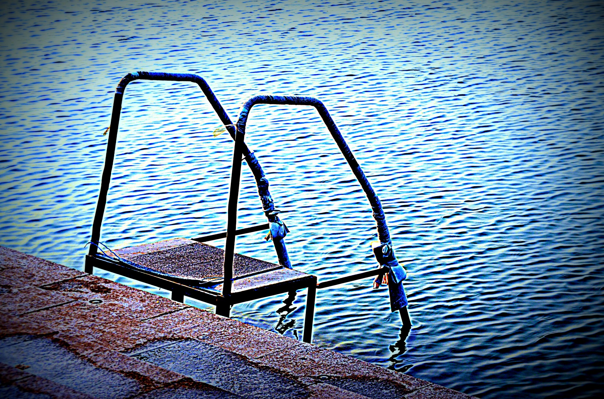 waterscape lake stairs free photo