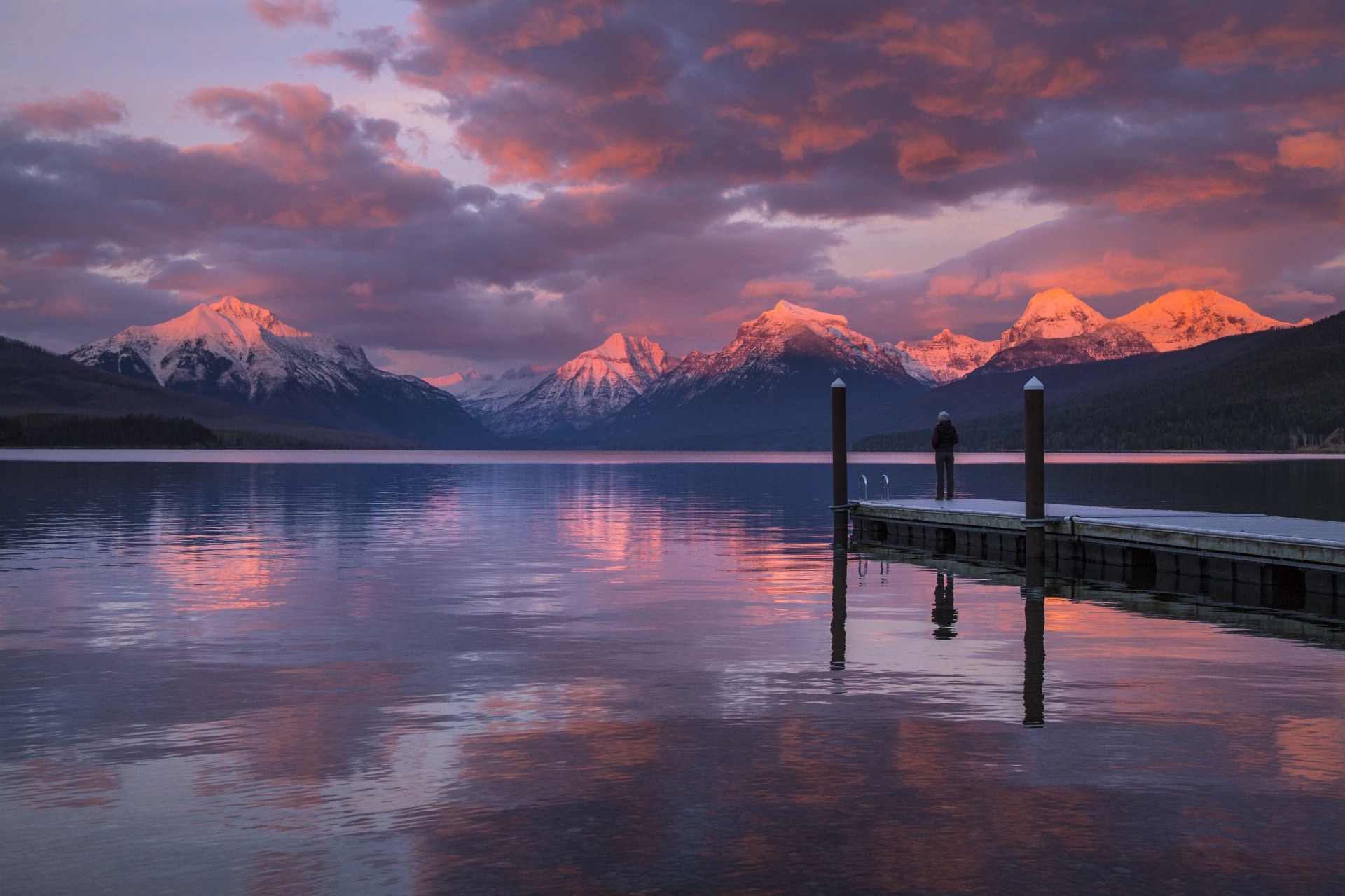 sunset lake mcdonald landscape free photo