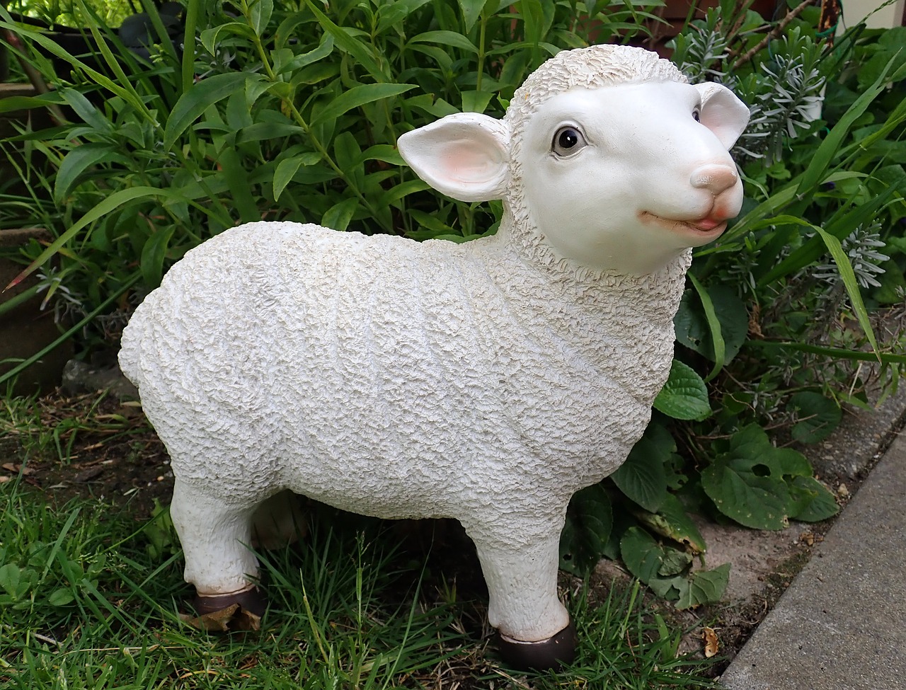 lamb  statue  garden free photo