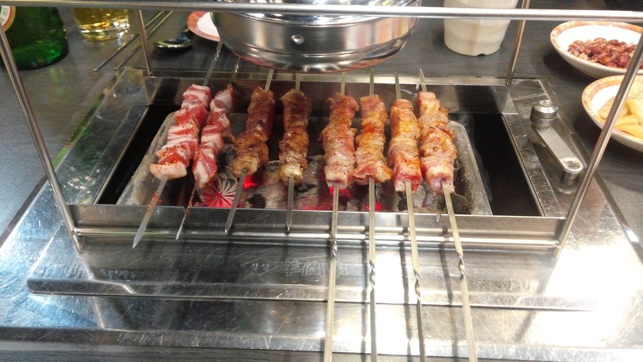 lamb lamb skewers char-grilled free photo