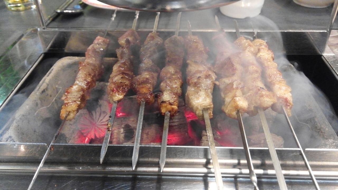 lamb lamb skewers char-grilled free photo