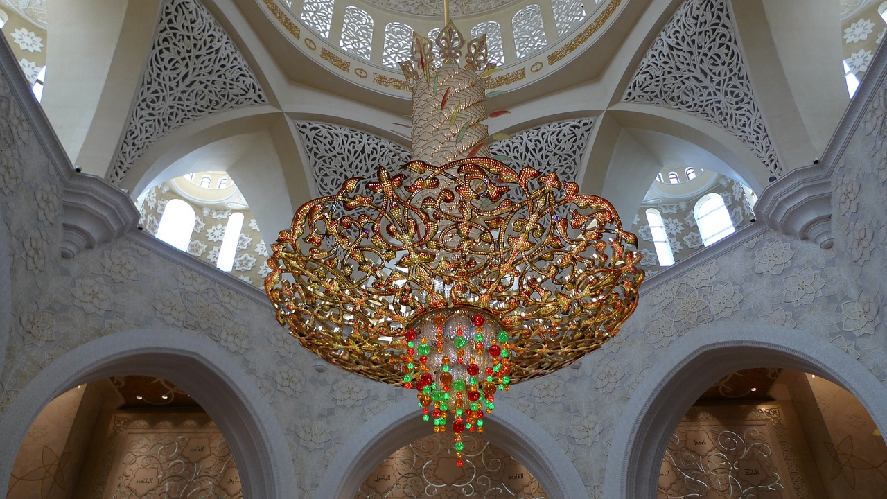lamp precious stones great mosque free photo