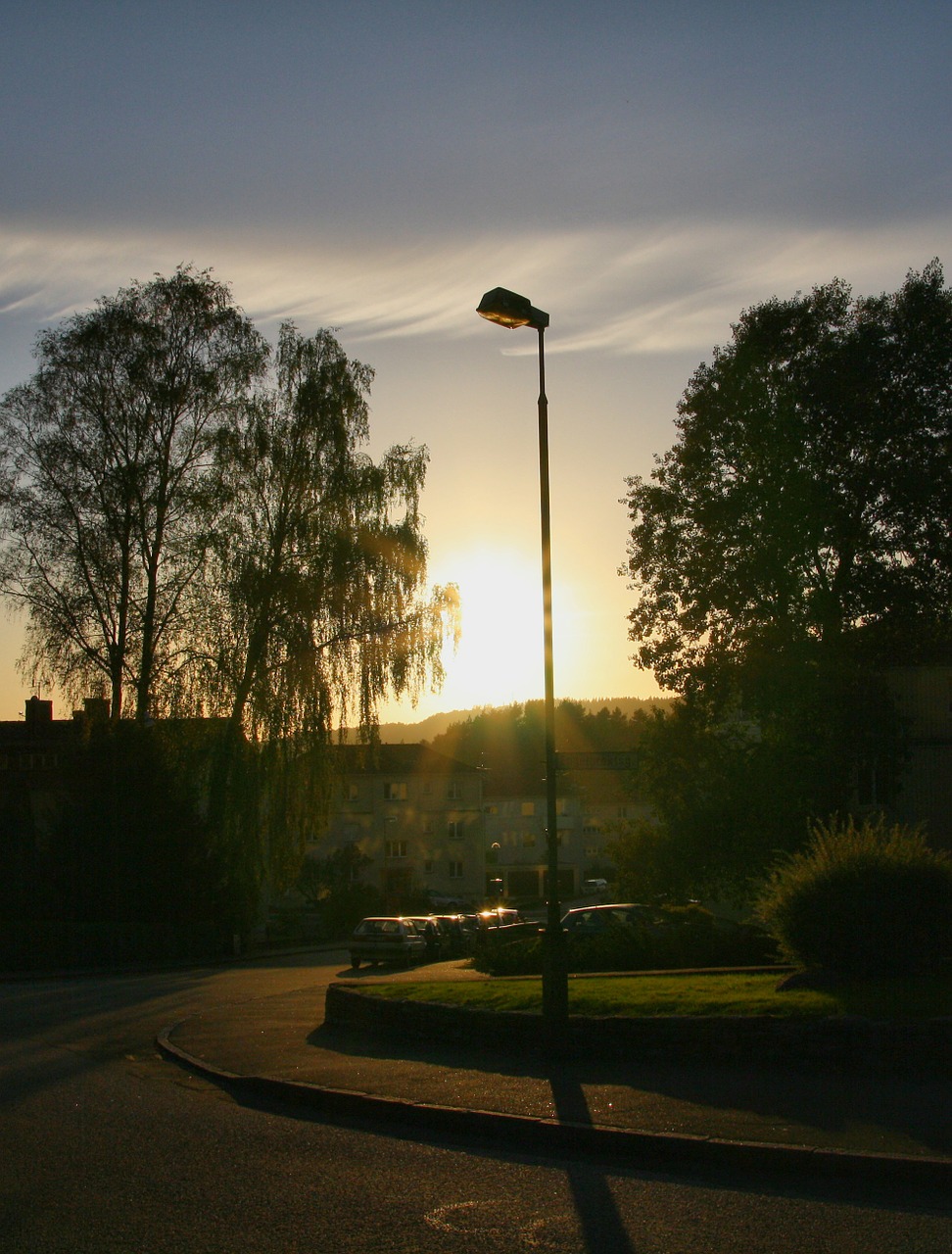 lamp post sunset street free photo