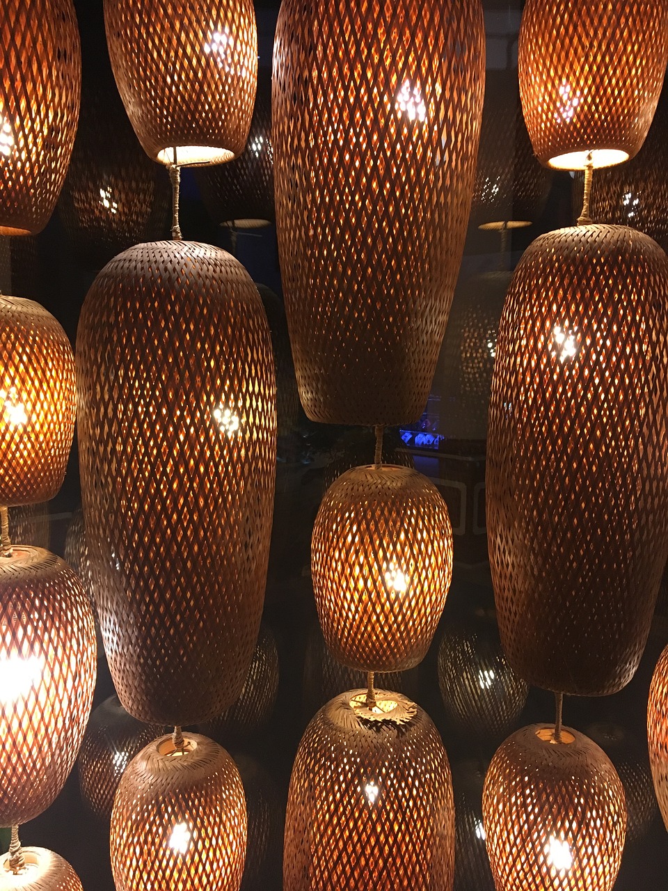 lampshade woven glow free photo