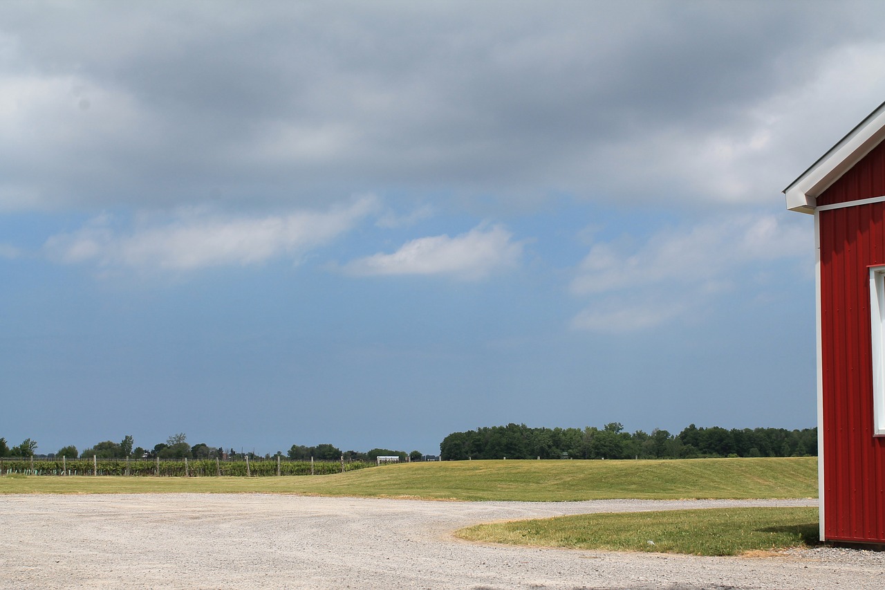 landscape barn blue sky free photo