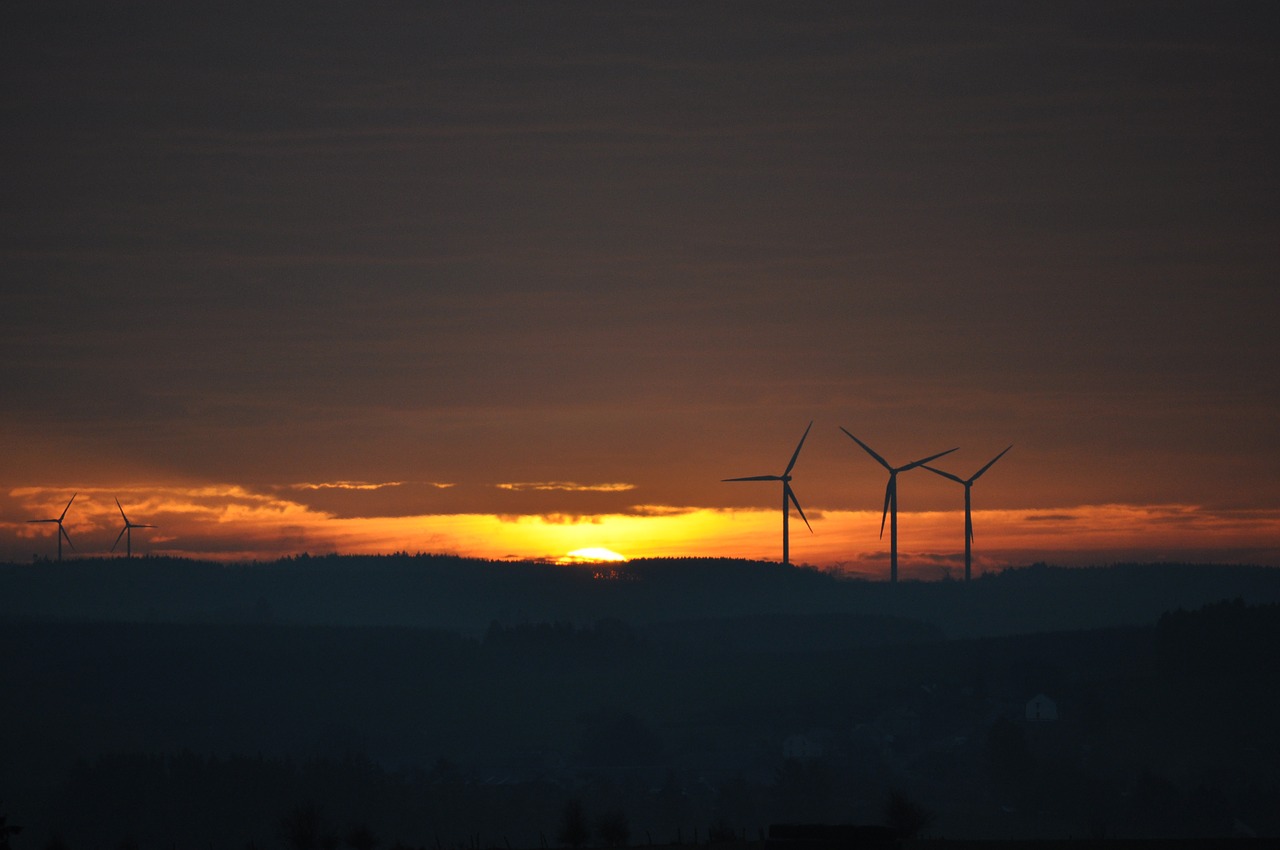 landscape wind turbine sun free photo