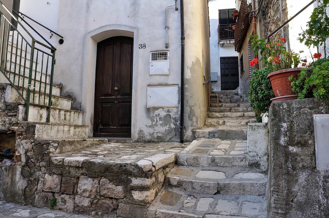 landscape rustico of italian stone stairs free photo