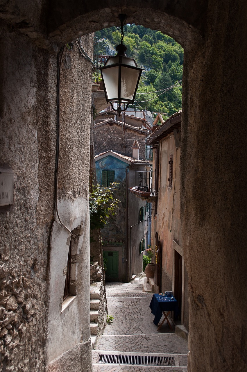 landscape alley lantern free photo