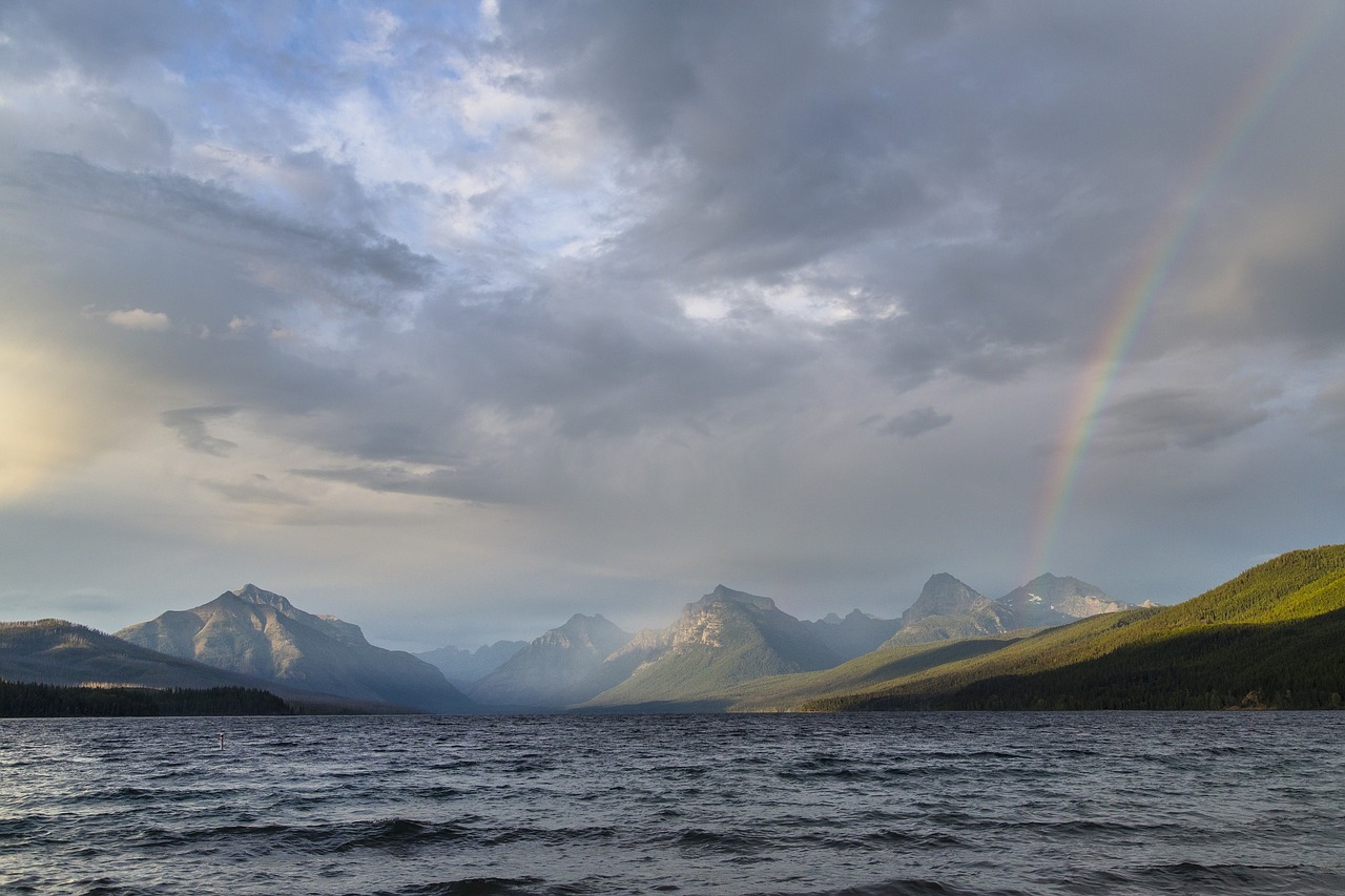 landscape rainbow lake mcdonald free photo