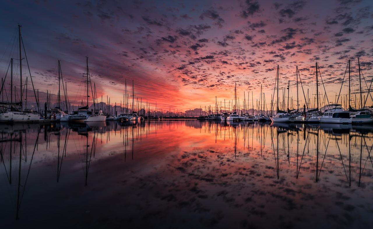 landscape yacht sunrise free photo