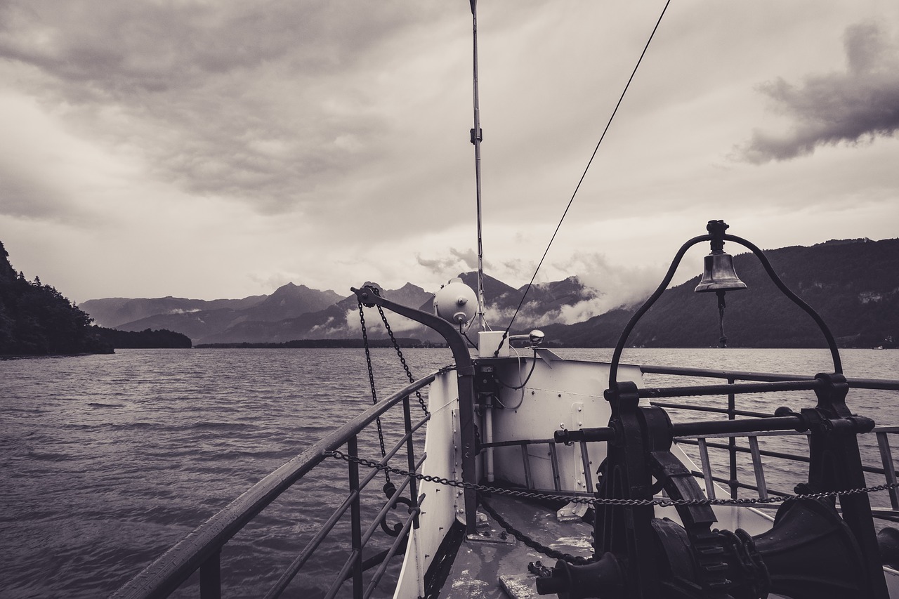 lake wolfgang ship clouds free photo