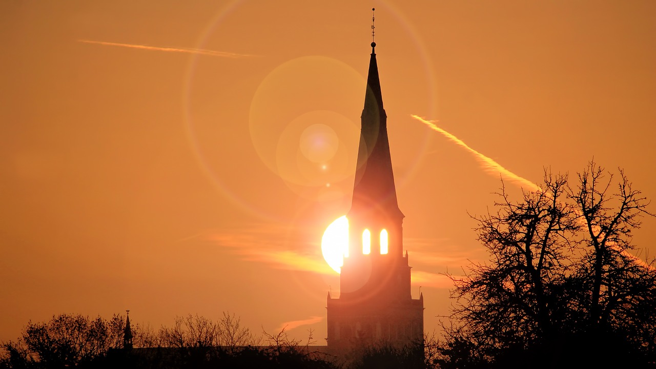 landscape sunrise steeple free photo