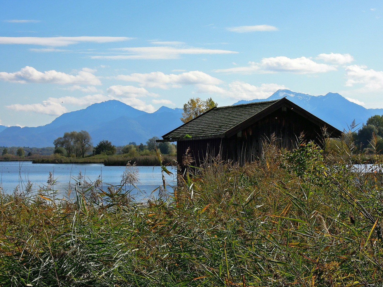 landscape hut lake free photo