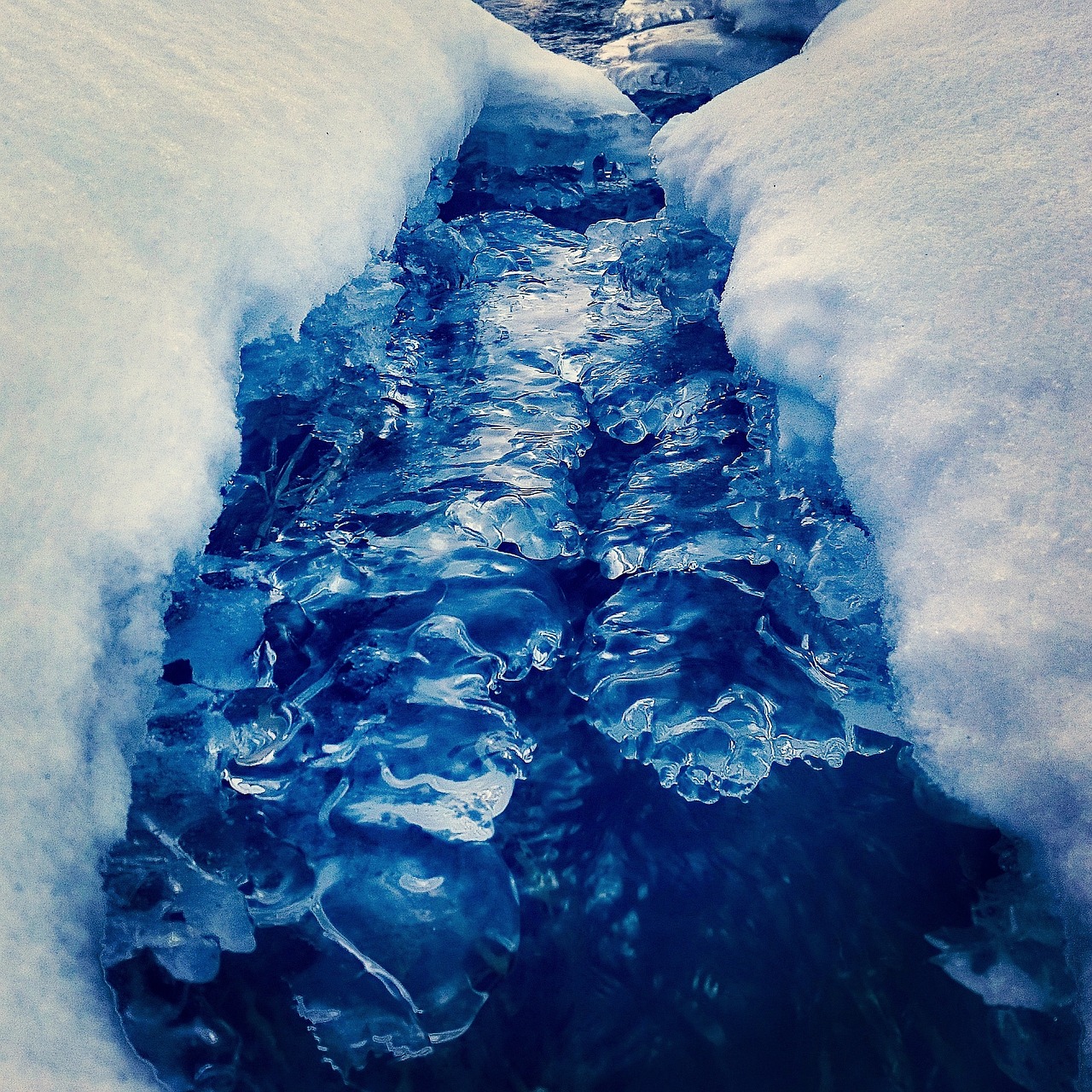 landscape brook running frozen free photo