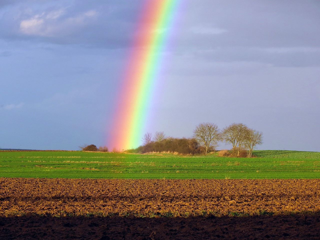 landscape rainbow early spring free photo