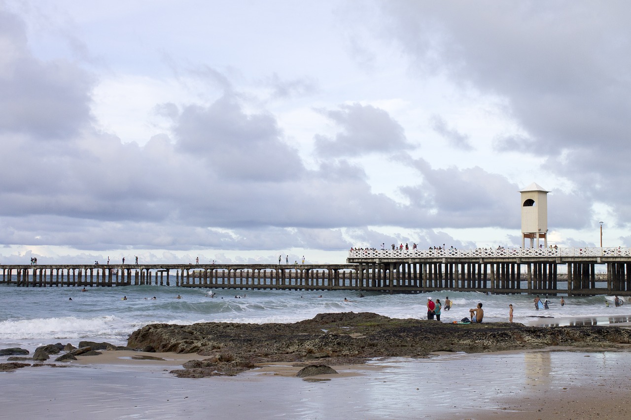 landscape beach bridge free photo