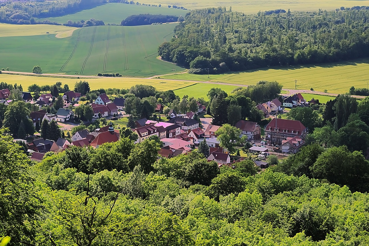 landscape village fields free photo