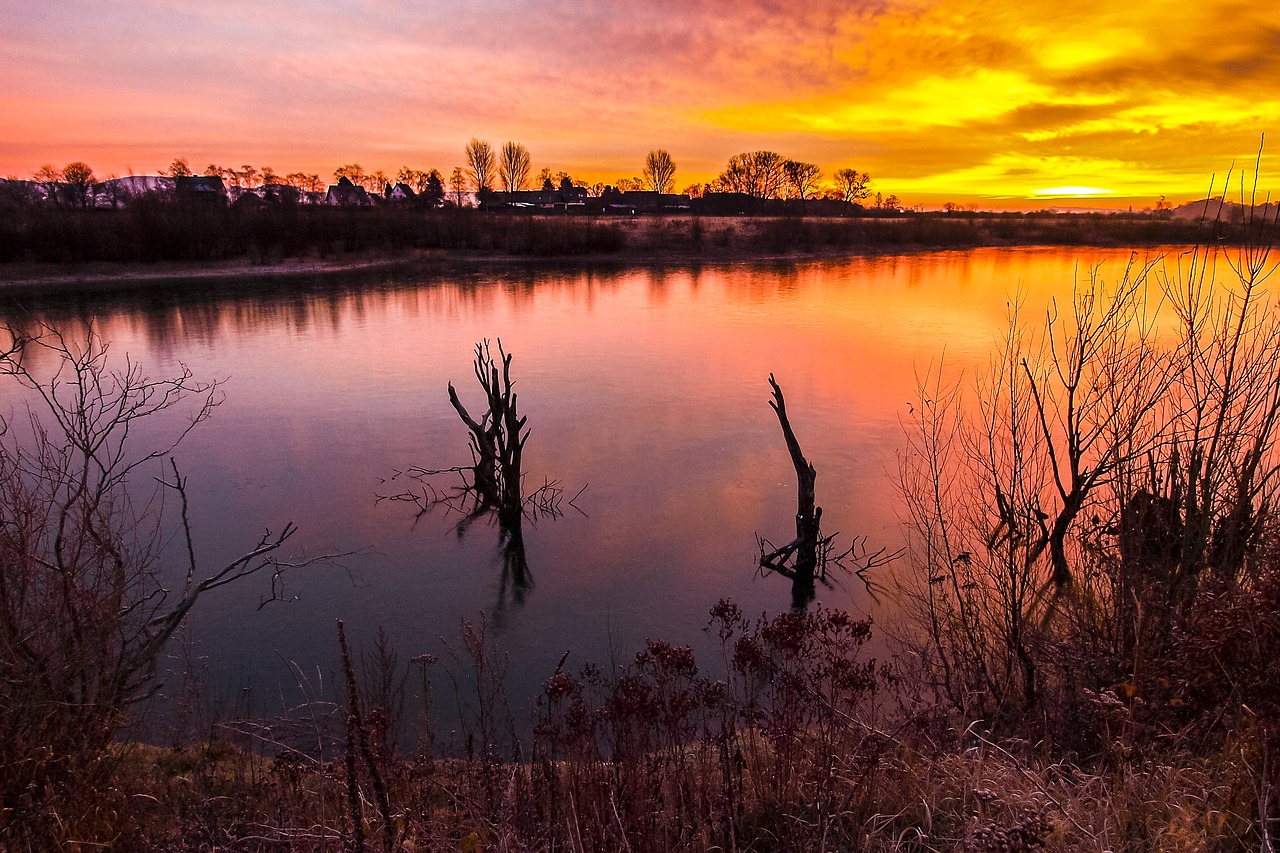 landscape pond twilight free photo