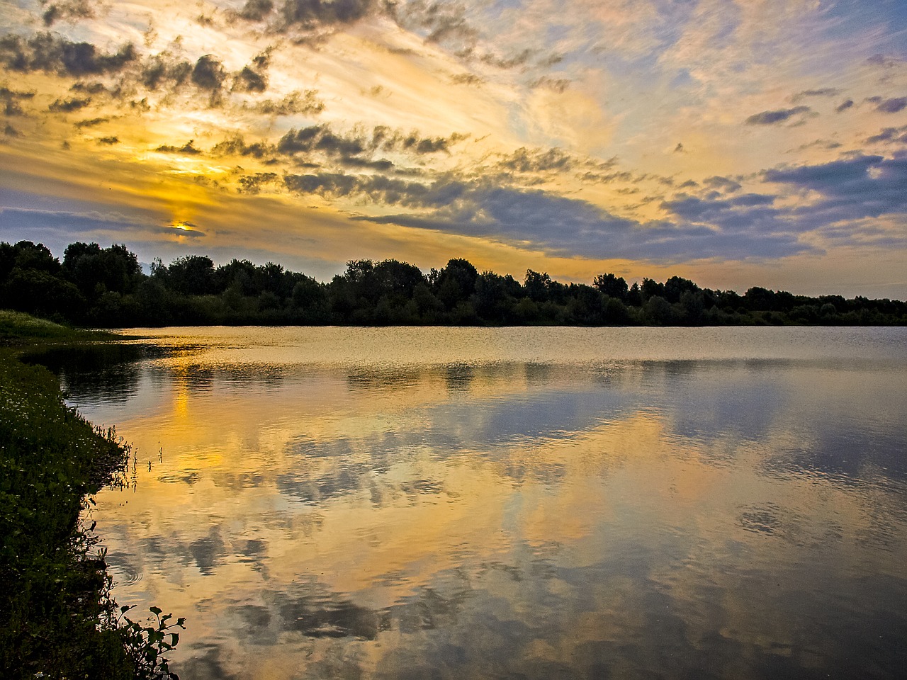 landscape pond twilight free photo