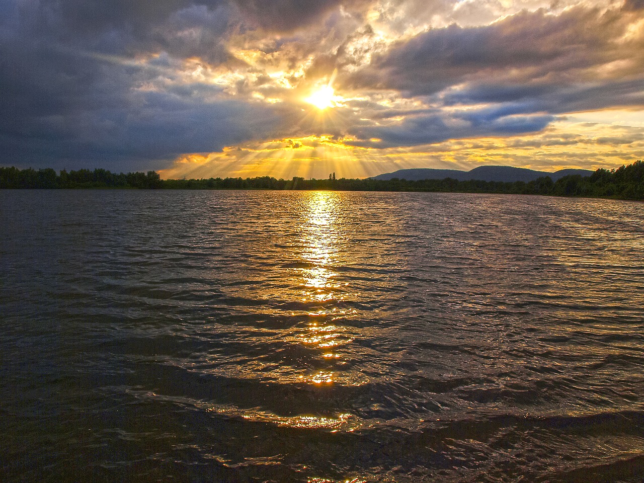 landscape pond twilight free photo