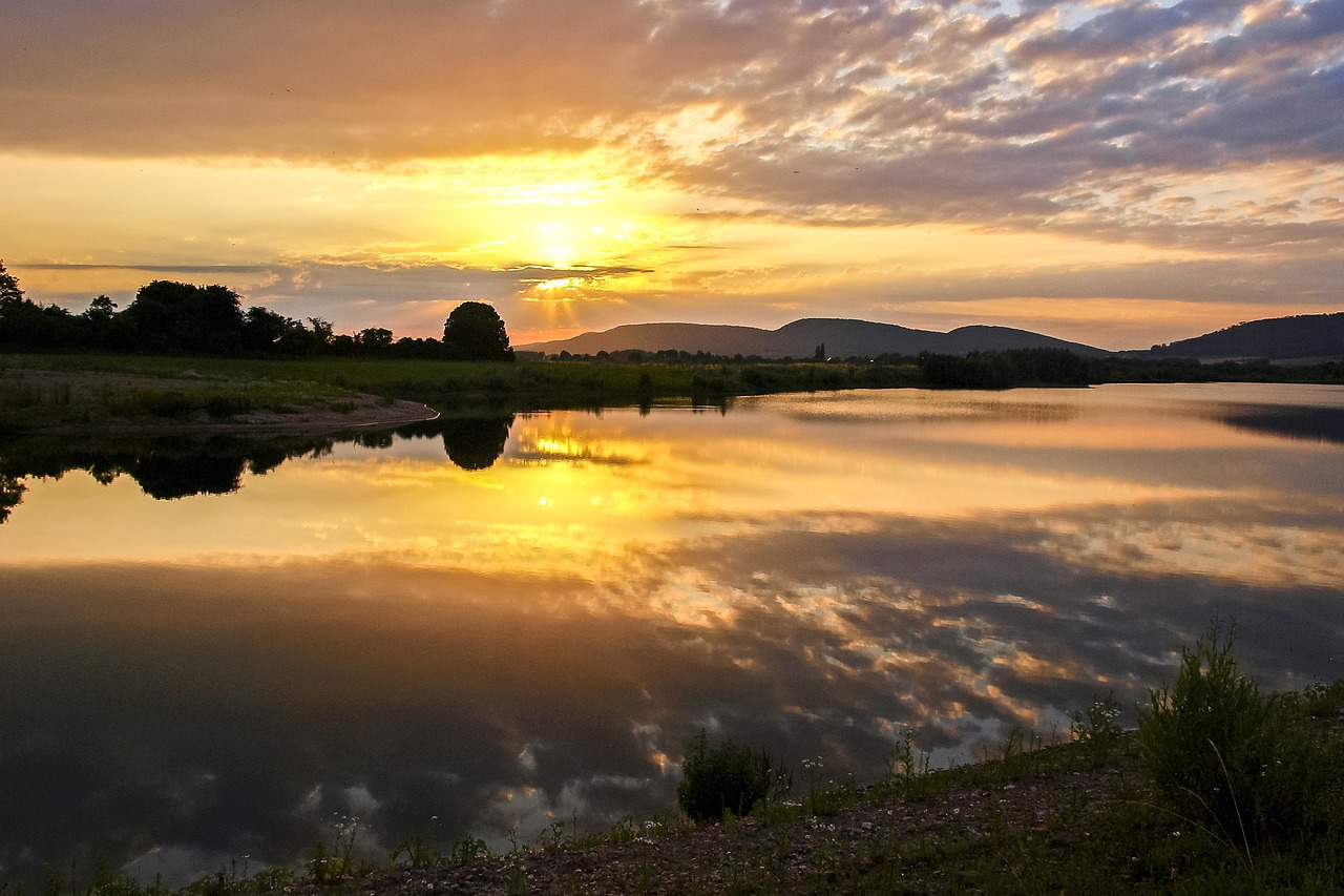 landscape pond twilight free photo