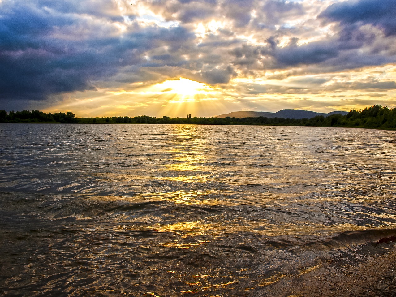 landscape pond twilight free photo