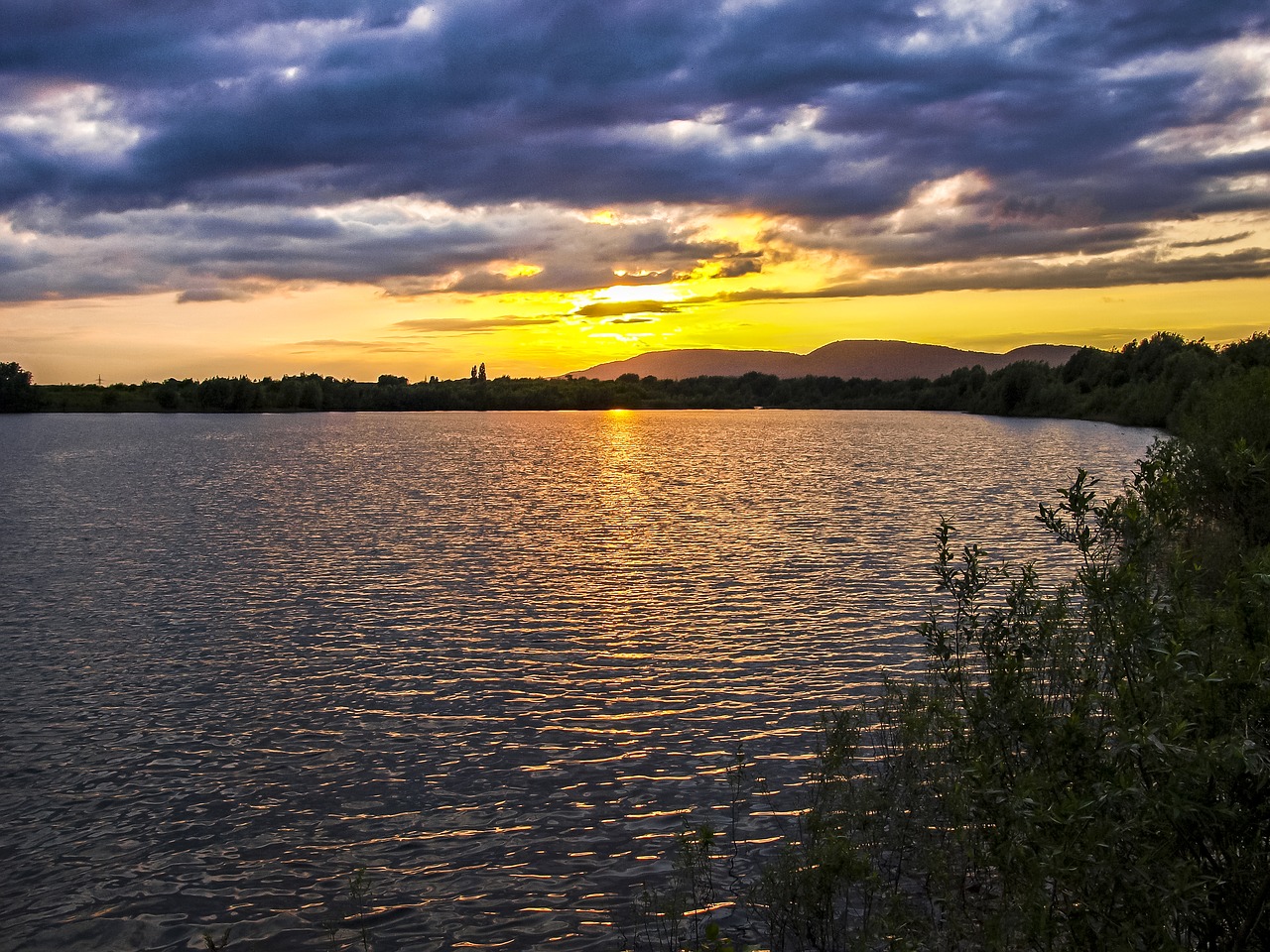 landscape pond twilight free photo