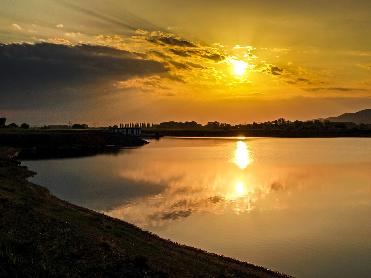 landscape pond twilight free photo