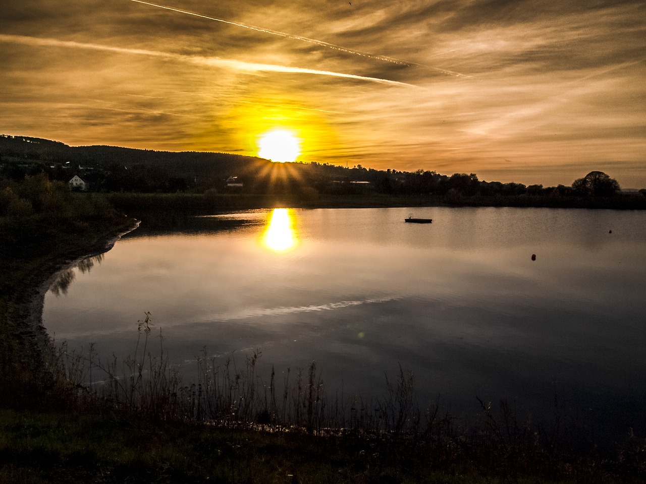 landscape pond twilight free photo