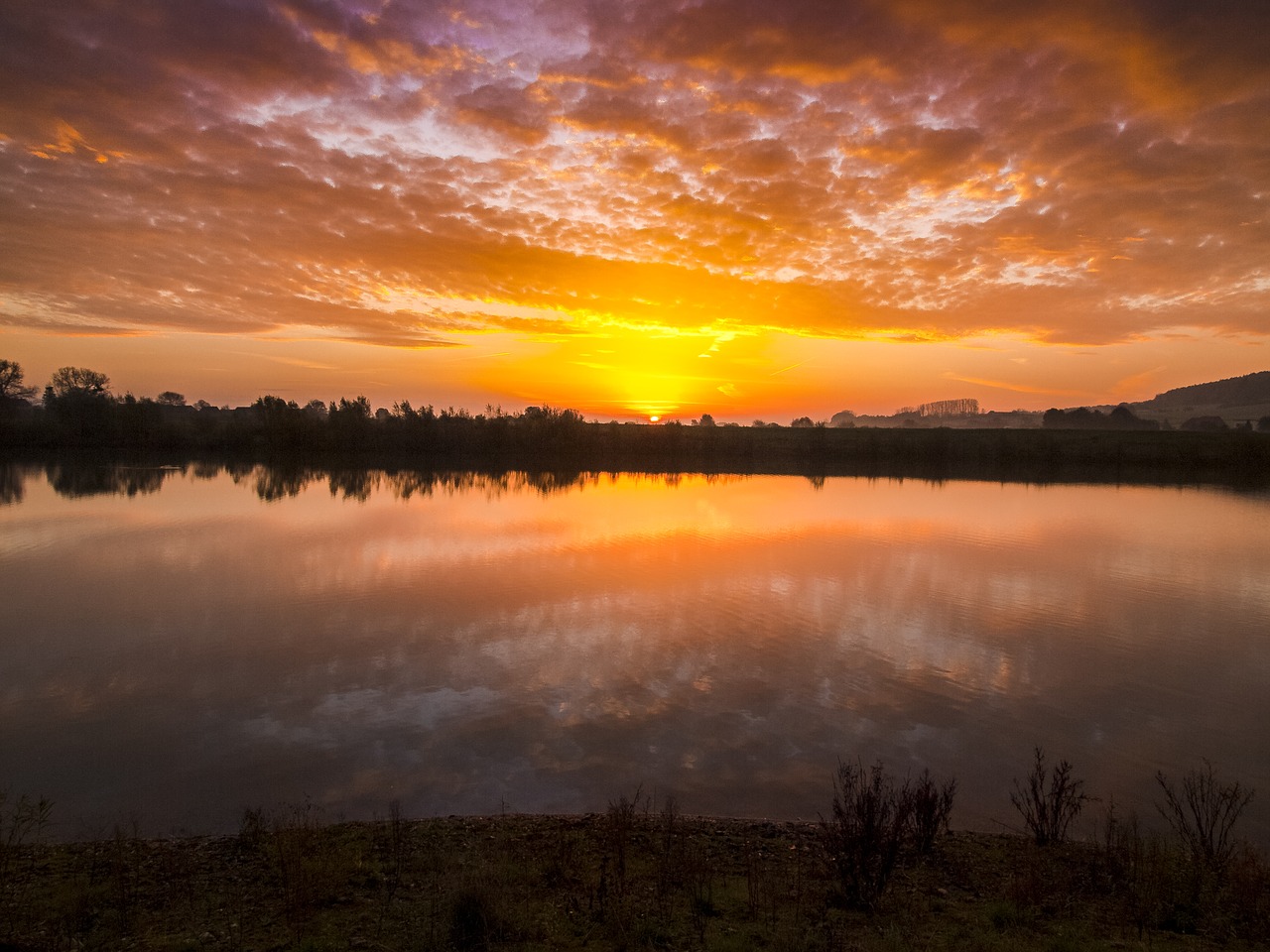 landscape pond twilight free photo