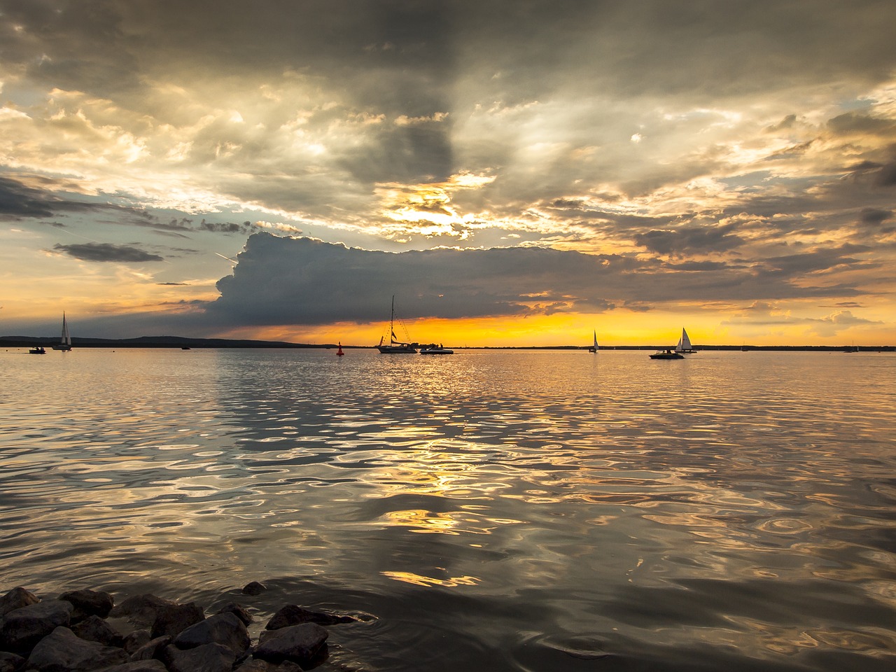 landscape water twilight free photo