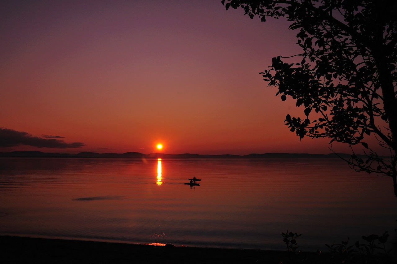 landscape kayak sunset free photo