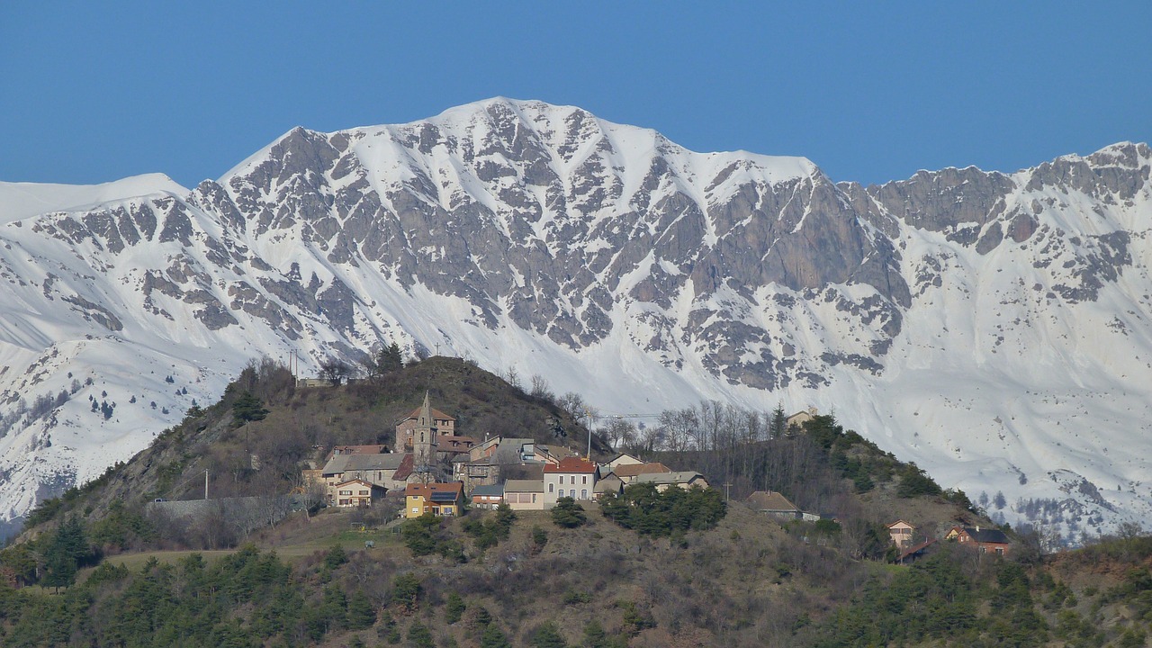 landscape mountain village hautes alpes free photo