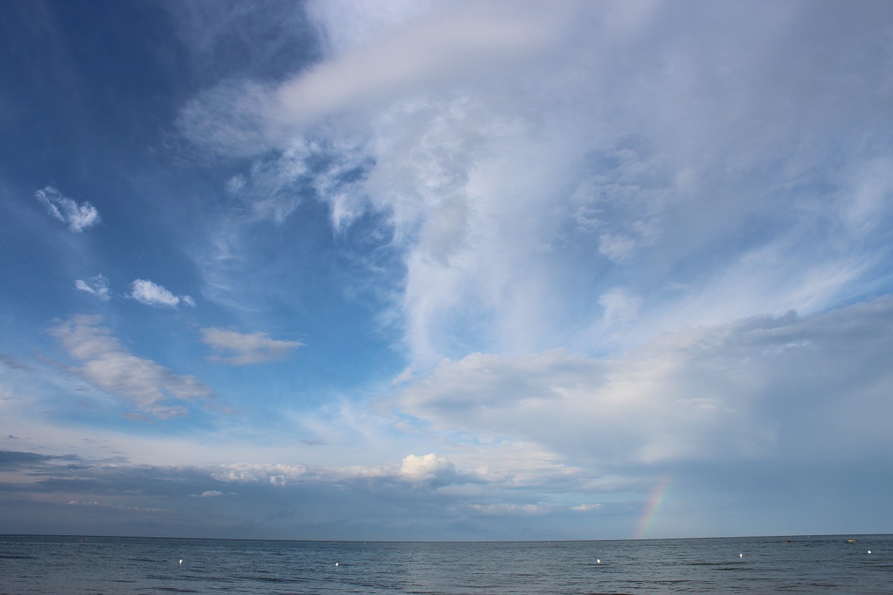 landscape sea rainbow free photo