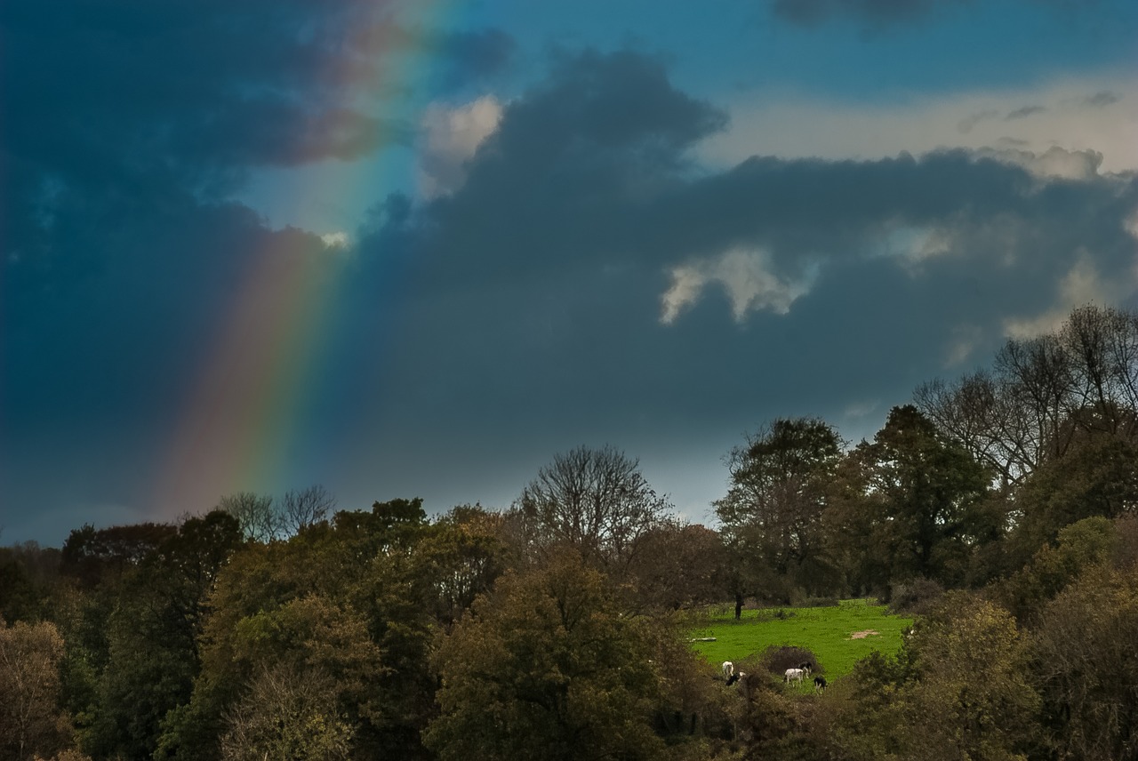 landscape normandy rainbow free photo