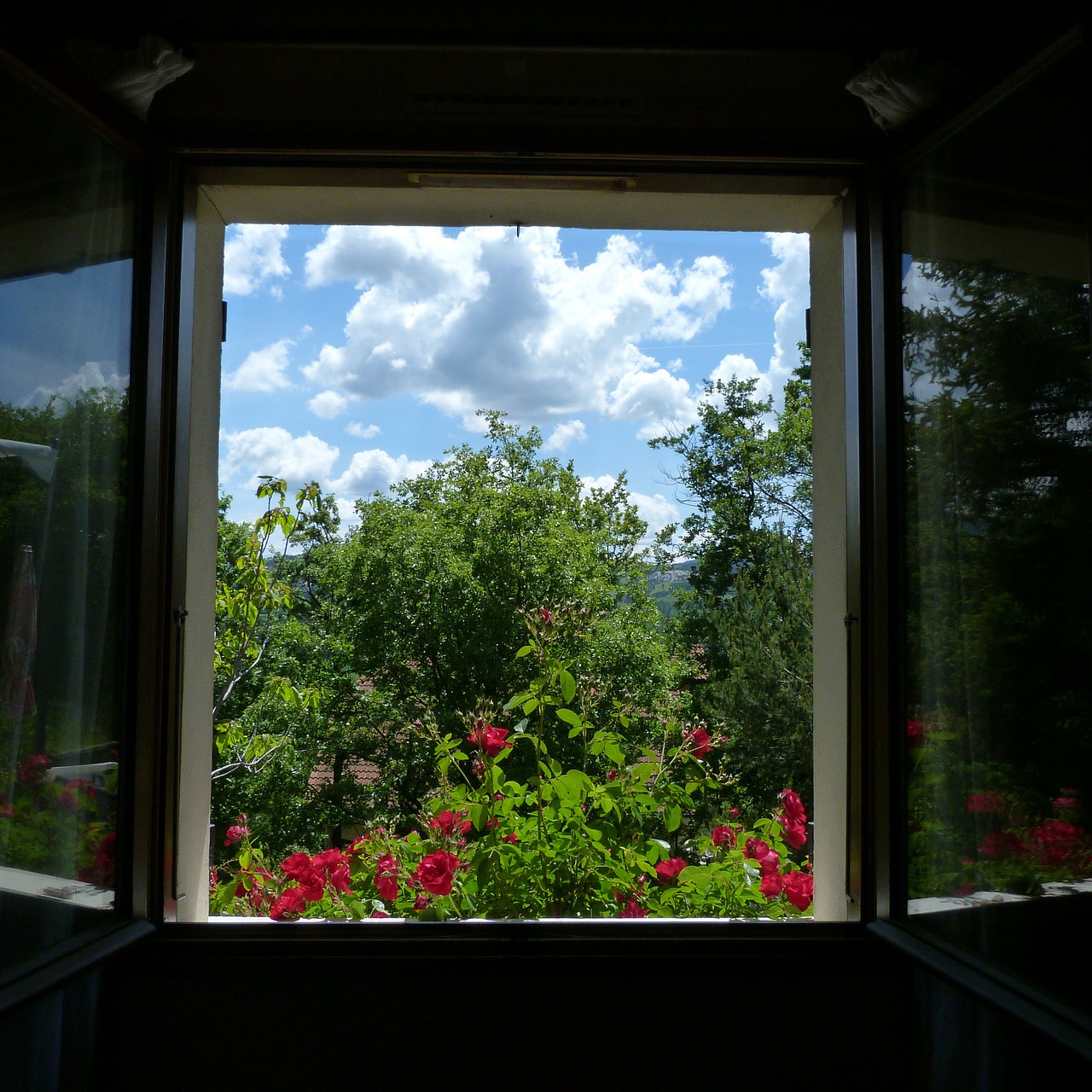 landscape window opening free photo