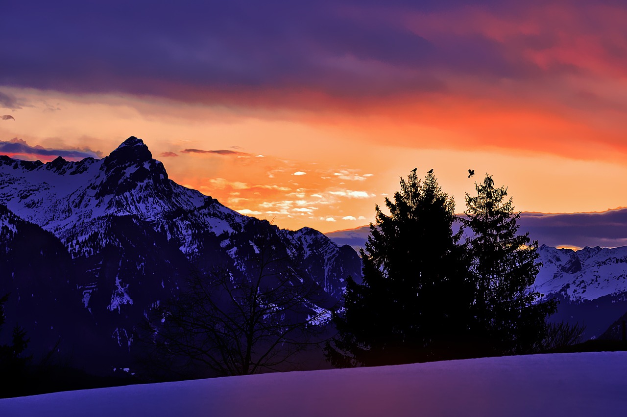 landscape mountains sunrise free photo