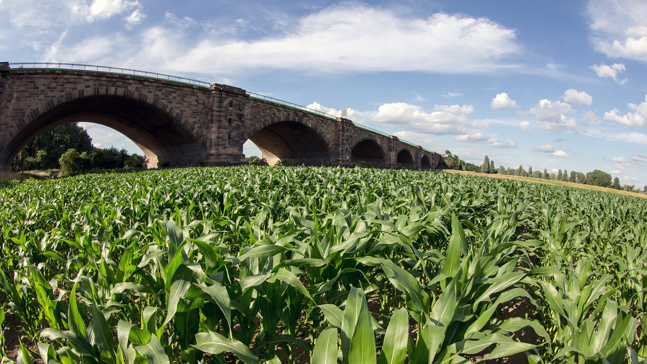 landscape highway bridge clouds free photo