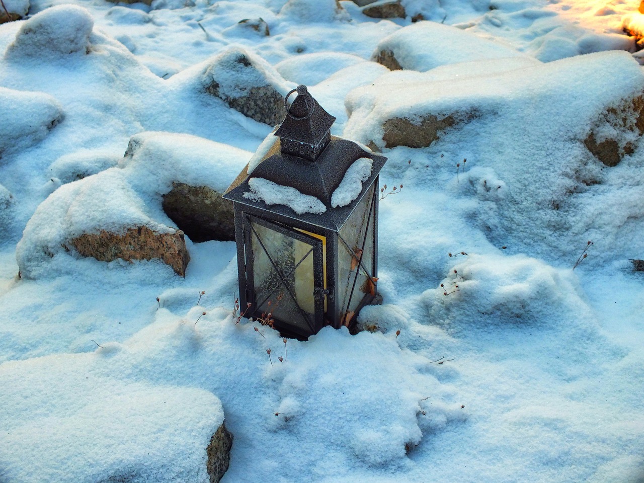 lantern frozen lantern winter free photo