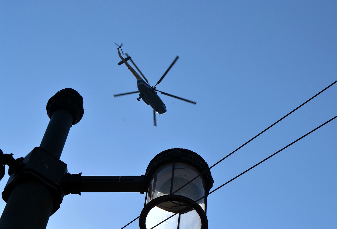 lantern helicopter wire free photo