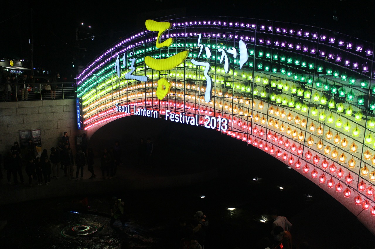lantern festival seoul cheonggyecheon stream free photo