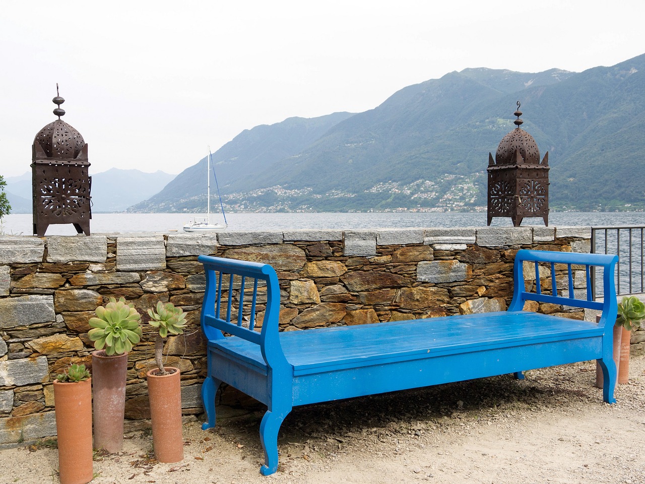 lanterns bench rest free photo