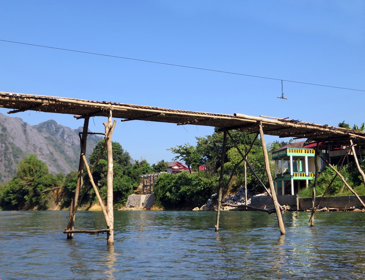 laos van vieng bridge free photo
